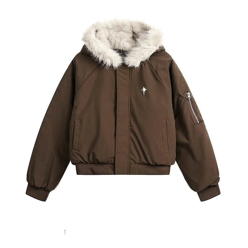 American Sle Cleanfit Thiened ort Cotton Jaet Men's Casual Faion Winter Warm Coat with Fur Collar Outdoor Wear