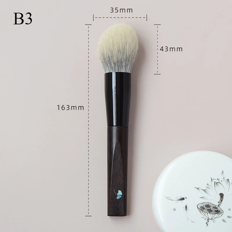 Soft Goat Canadian Squirrel Hair Makeup Brush Hand Crafted 1PC Face Powder Blush Brush Mother-of-Pearl Ebony Handle Makeup Brush