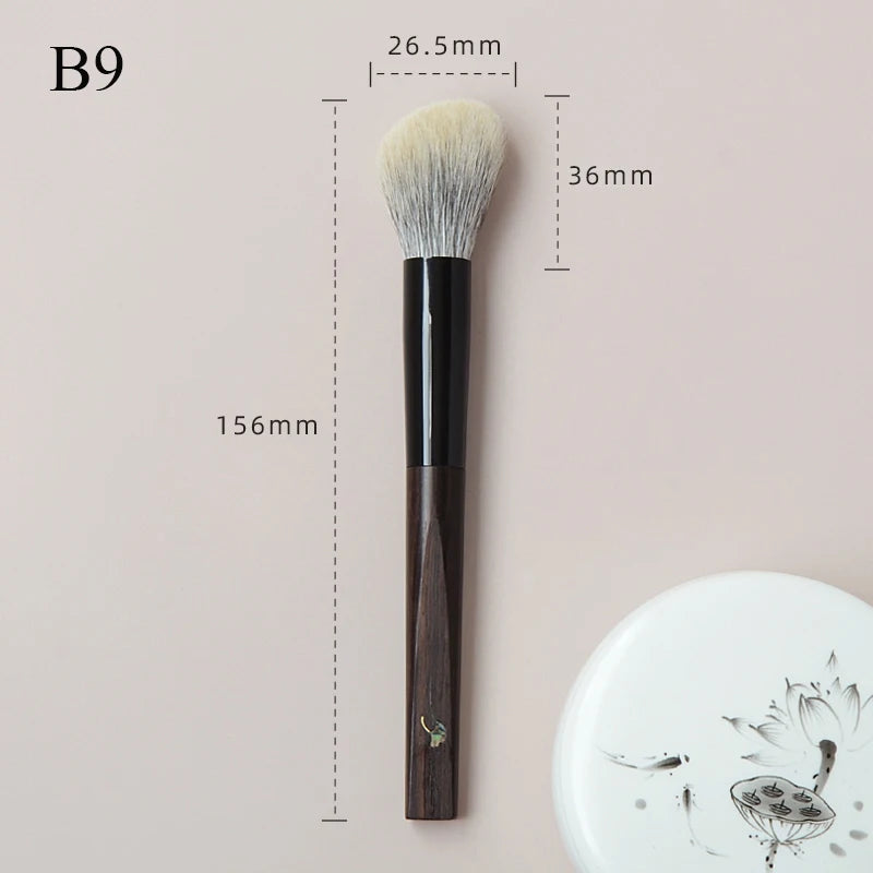 Soft Goat Canadian Squirrel Hair Makeup Brush Hand Crafted 1PC Face Powder Blush Brush Mother-of-Pearl Ebony Handle Makeup Brush
