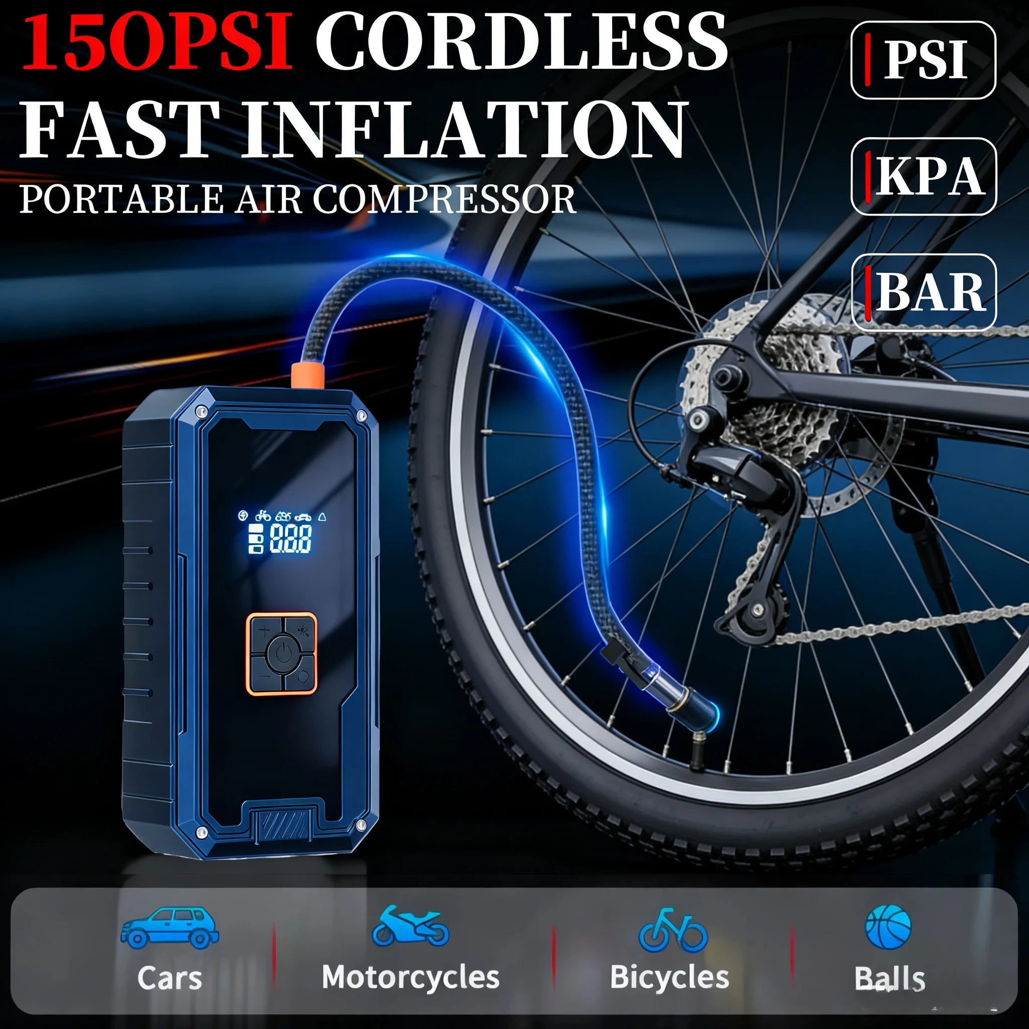 3000A 12V Car Jump Starter with 150PSI Air Compressor 99800mAh Power Bank Portable Battery Starter with LED Light
