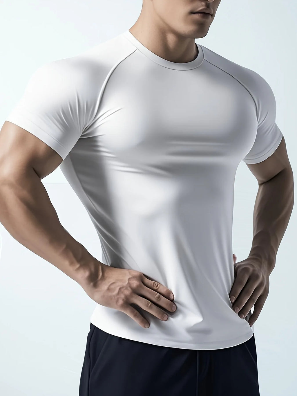 Man T Shirt Men Fitness T-shirt Exercise Short-Sleeved Men's Running Tees Gym Training Stretch Tops Summer Sports Tshirt