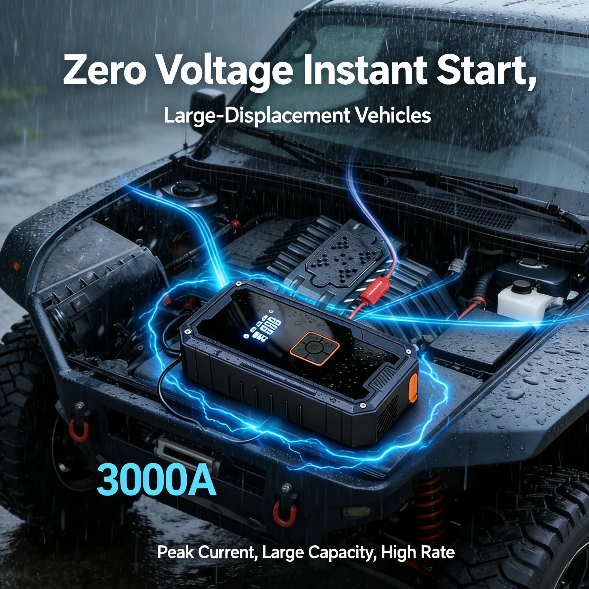 3000A Car Jump Starter 99800mAh Portable Battery Booster Air Compressor 12V Auto Emergency Start Power Bank With LED Light