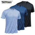 TACVASEN 3 Packs Quick Dry Summer T-shirts Reflective Stripe Men Running Fitness Tops Gym Training Shirt Breathable Sportswear