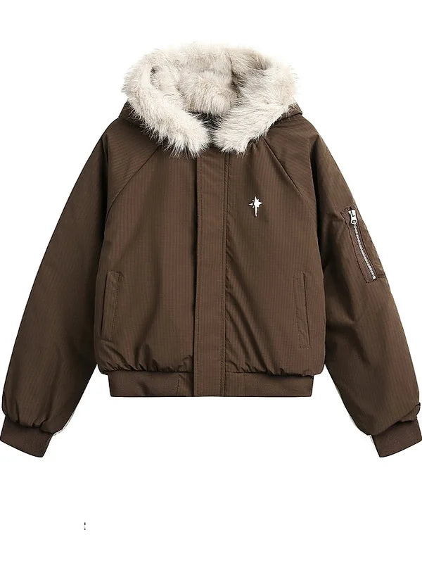 American Sle Cleanfit Thiened ort Cotton Jaet Men's Casual Faion Winter Warm Coat with Fur Collar Outdoor Wear