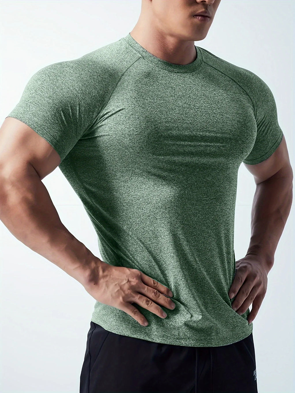 Man T Shirt Men Fitness T-shirt Exercise Short-Sleeved Men's Running Tees Gym Training Stretch Tops Summer Sports Tshirt