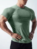 Man T Shirt Men Fitness T-shirt Exercise Short-Sleeved Men's Running Tees Gym Training Stretch Tops Summer Sports Tshirt