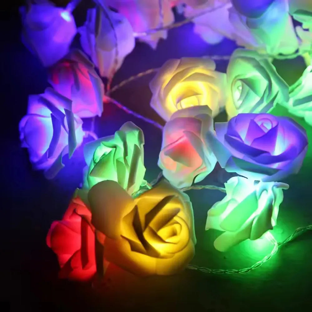 Pink Rose String Lights for Bedroom Battery Operated Flower LED Lights for Outside Romantic Home Room Lights Mother Day Gifts