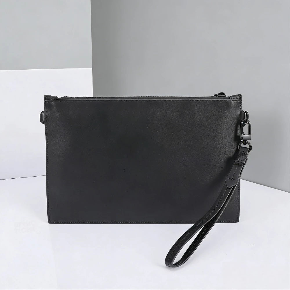 Men's Clutch Bag Luxury Designer Woven Leather Handbag Large Capacity Waterproof Business Wristlet Bag For Womens Pouch Wallet