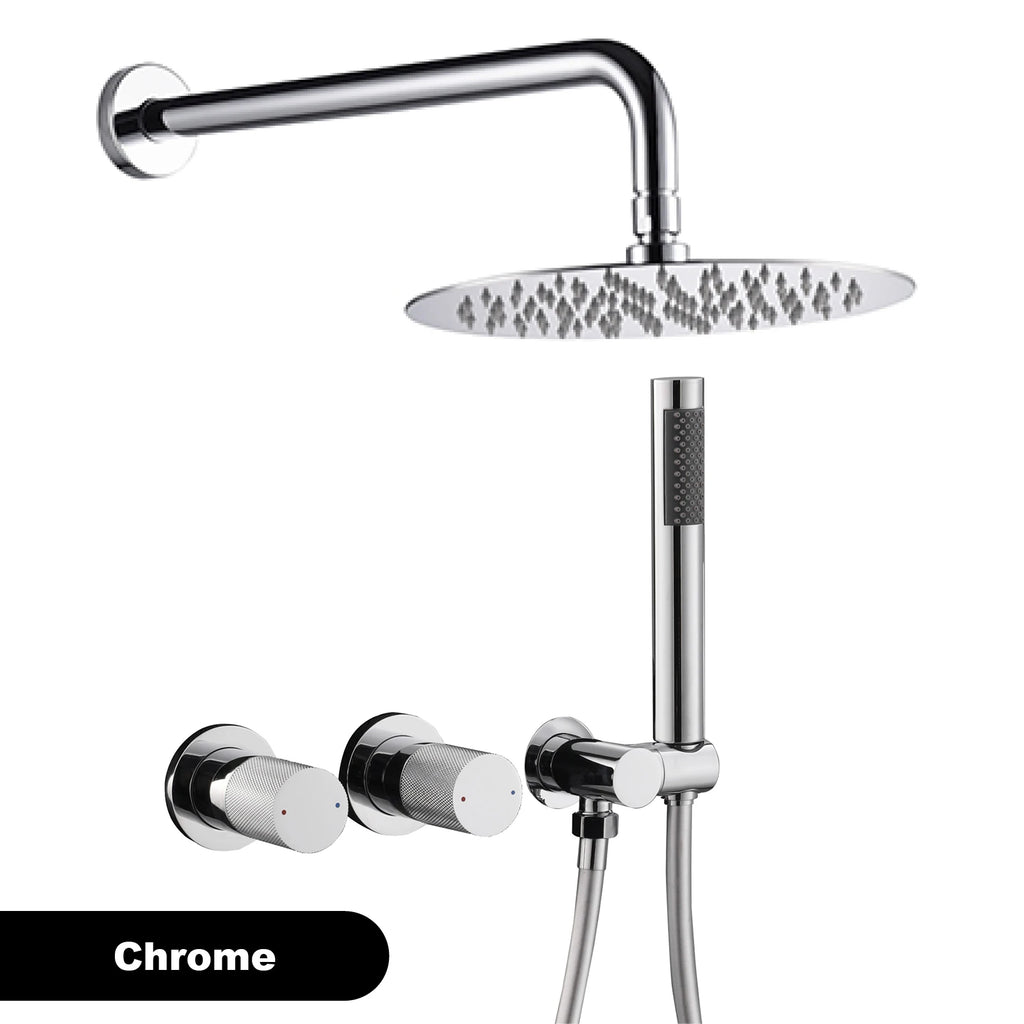 Luxury gun gray brass wall mounted shower system embedded design with 2 handles dual control hot and cold water bathroom faucet