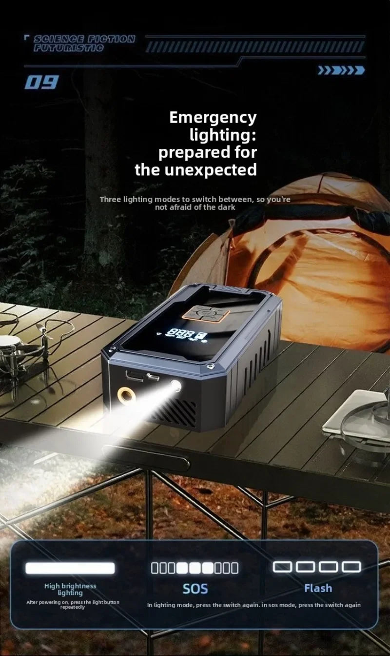 3000A Car Jump Starter 99800mAh Portable Battery Booster Air Compressor 12V Auto Emergency Start Power Bank With LED Light