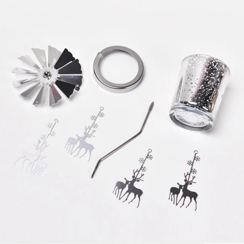 Silver Candle Holder Home Decoration Valentine's Gift Rotating Candlestick Party Decor Romantic Carousel Tea Light Candle Stand