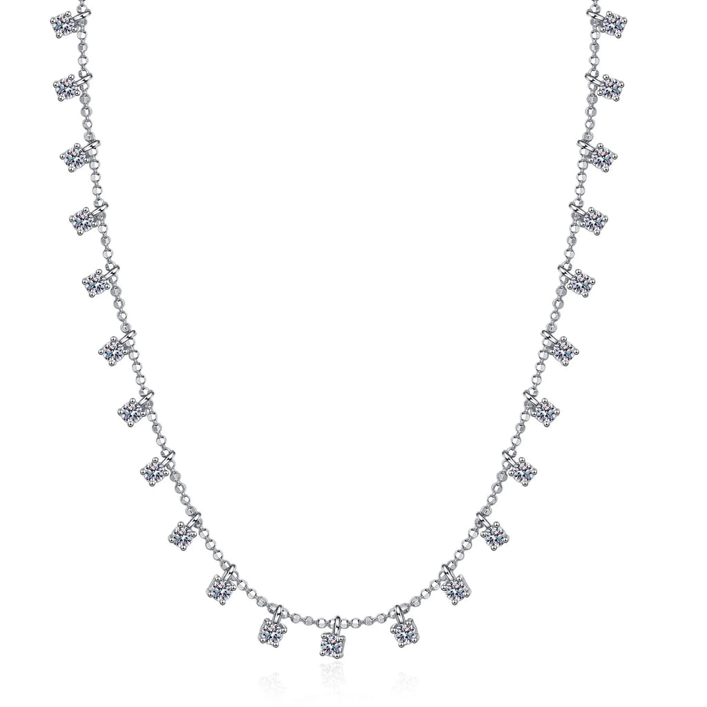Beautiful 3-4mm Star Sparkling Clavicle Chain Women's Moissanite PT950 Platinum Scattered Starlight Full of Romance