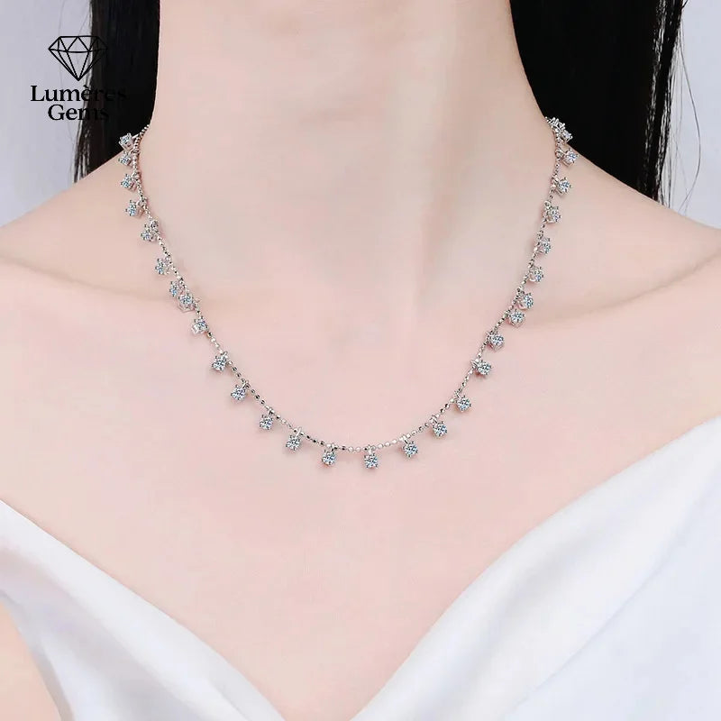 Platinum PT950 Quality 3/9CT Moissanite Necklace For Women Sparkling Pendant Wedding Jewelry Round Cut Necklace Clavicular Chain