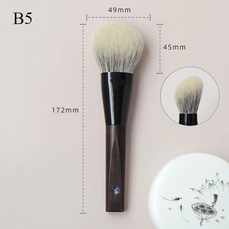 Soft Goat Canadian Squirrel Hair Makeup Brush Hand Crafted 1PC Face Powder Blush Brush Mother-of-Pearl Ebony Handle Makeup Brush