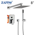 ZAPPO Black Shower Set Wall Mounted Shower Faucet Mixer 8/10/12/16 inch Rainfall Shower Head Bathroom Shower Systerm Tap
