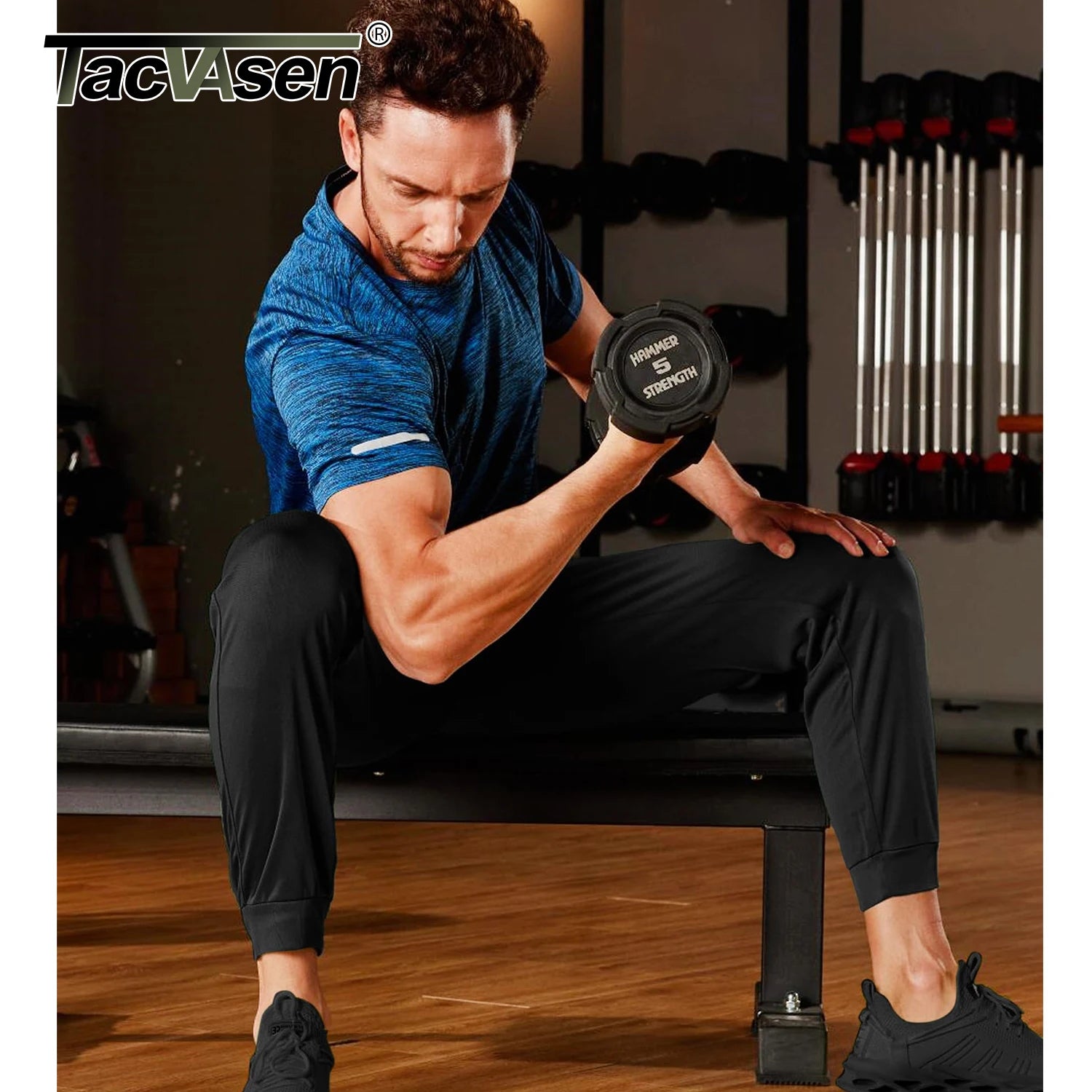 TACVASEN Quick Dry Summer T-shirts W/ Reflective Stripe Men Running Fitness Tops Gym Training Shirt Breathable Casual Sportswear