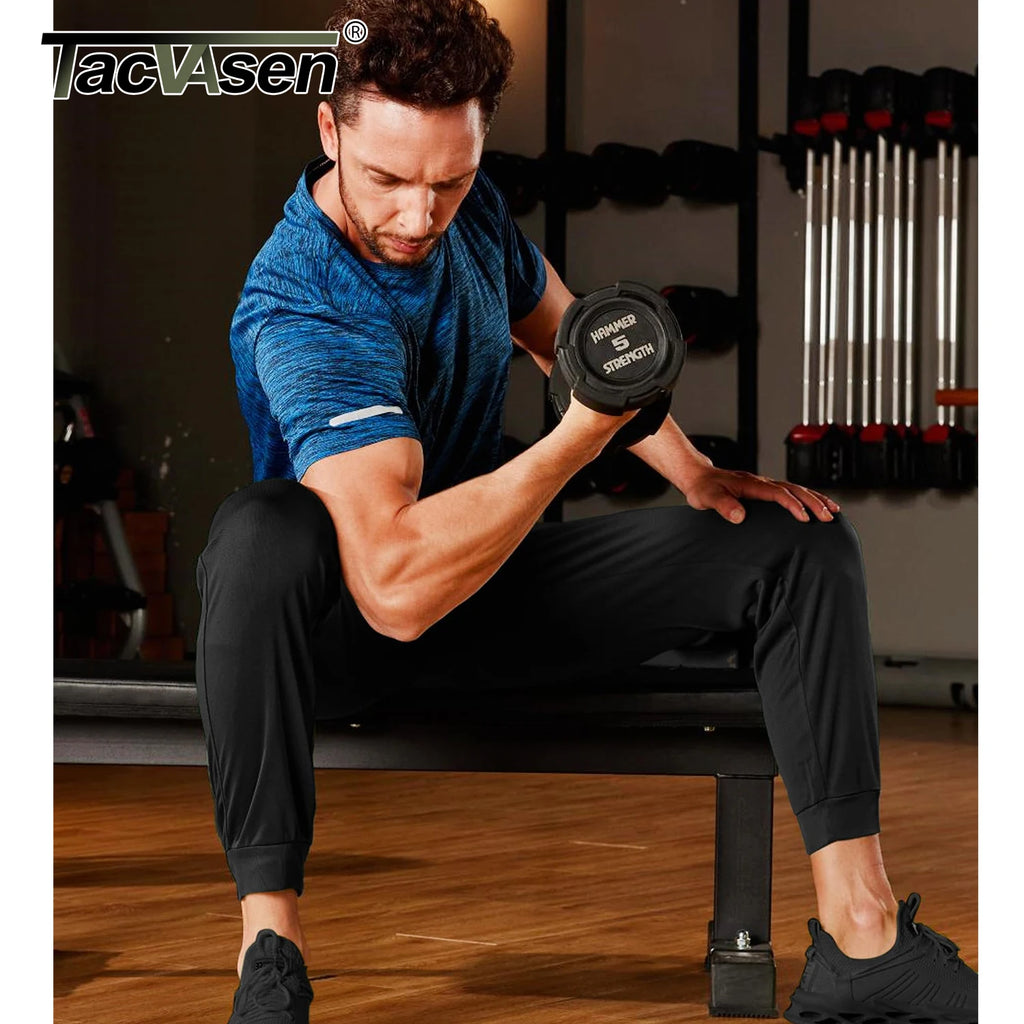 TACVASEN Quick Dry Summer T-shirts W/ Reflective Stripe Men Running Fitness Tops Gym Training Shirt Breathable Casual Sportswear