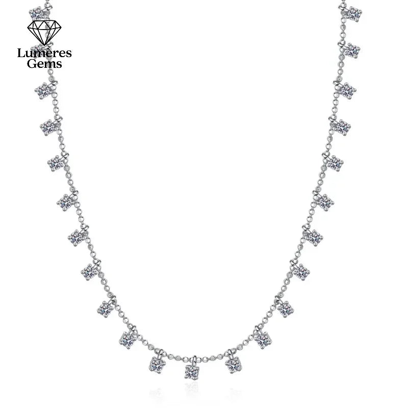 Platinum PT950 Quality 3/9CT Moissanite Necklace For Women Sparkling Pendant Wedding Jewelry Round Cut Necklace Clavicular Chain