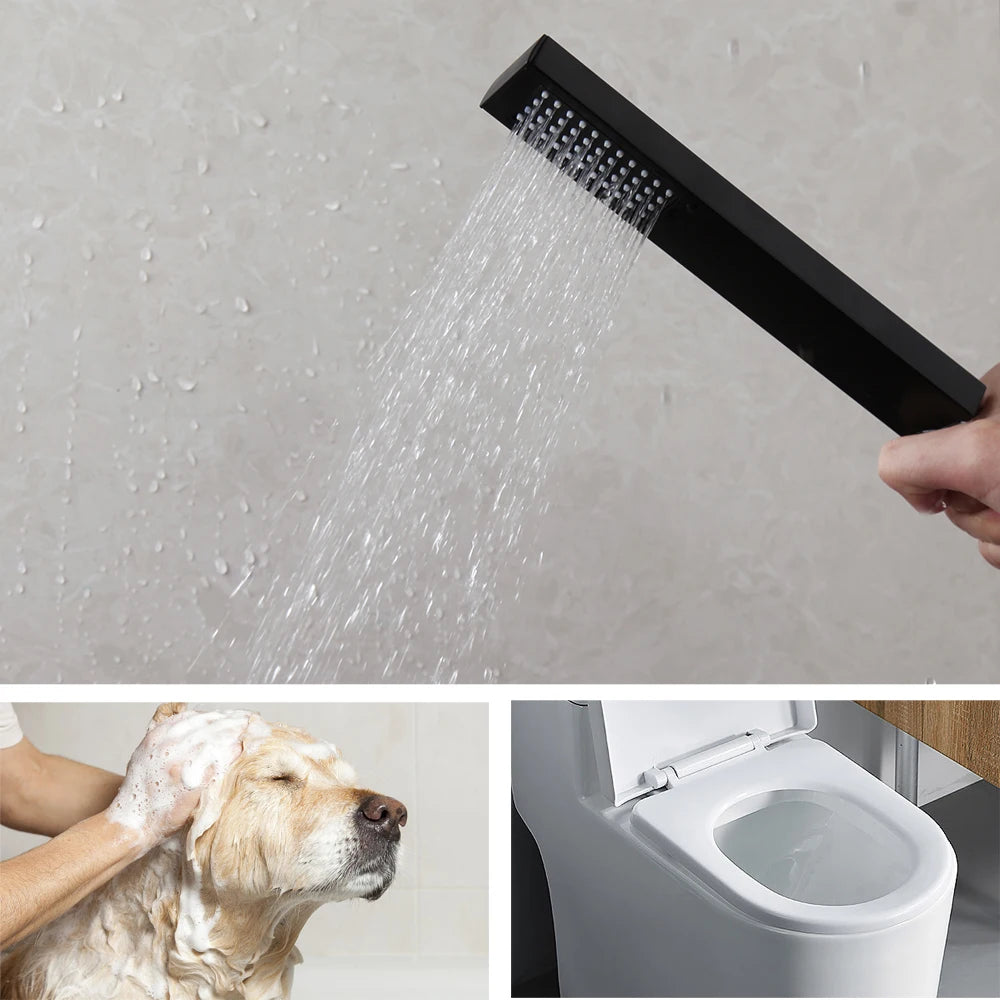 ZAPPO Black Shower Set Wall Mounted Shower Faucet Mixer 8/10/12/16 inch Rainfall Shower Head Bathroom Shower Systerm Tap