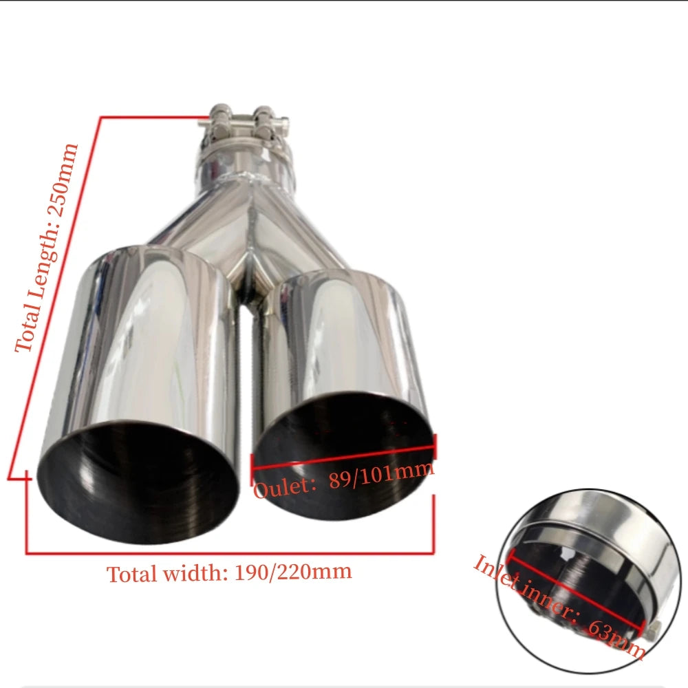 1 PCS Exhaust Tip Car modify Double Outlet Exhaust Pipe Nozzle Decoration Stainless Tail Pipes Muffler