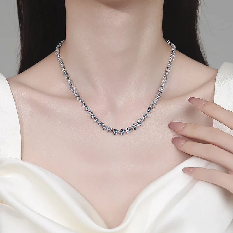 Gorgeous Full Diamond Stackable Pendant Women's 12.1CT Moissanite PT950 Platinum - Hand-finished, neck-fitting, comfortable wear