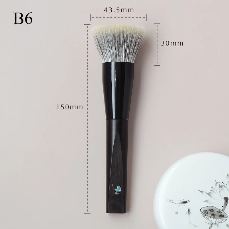 Soft Goat Canadian Squirrel Hair Makeup Brush Hand Crafted 1PC Face Powder Blush Brush Mother-of-Pearl Ebony Handle Makeup Brush