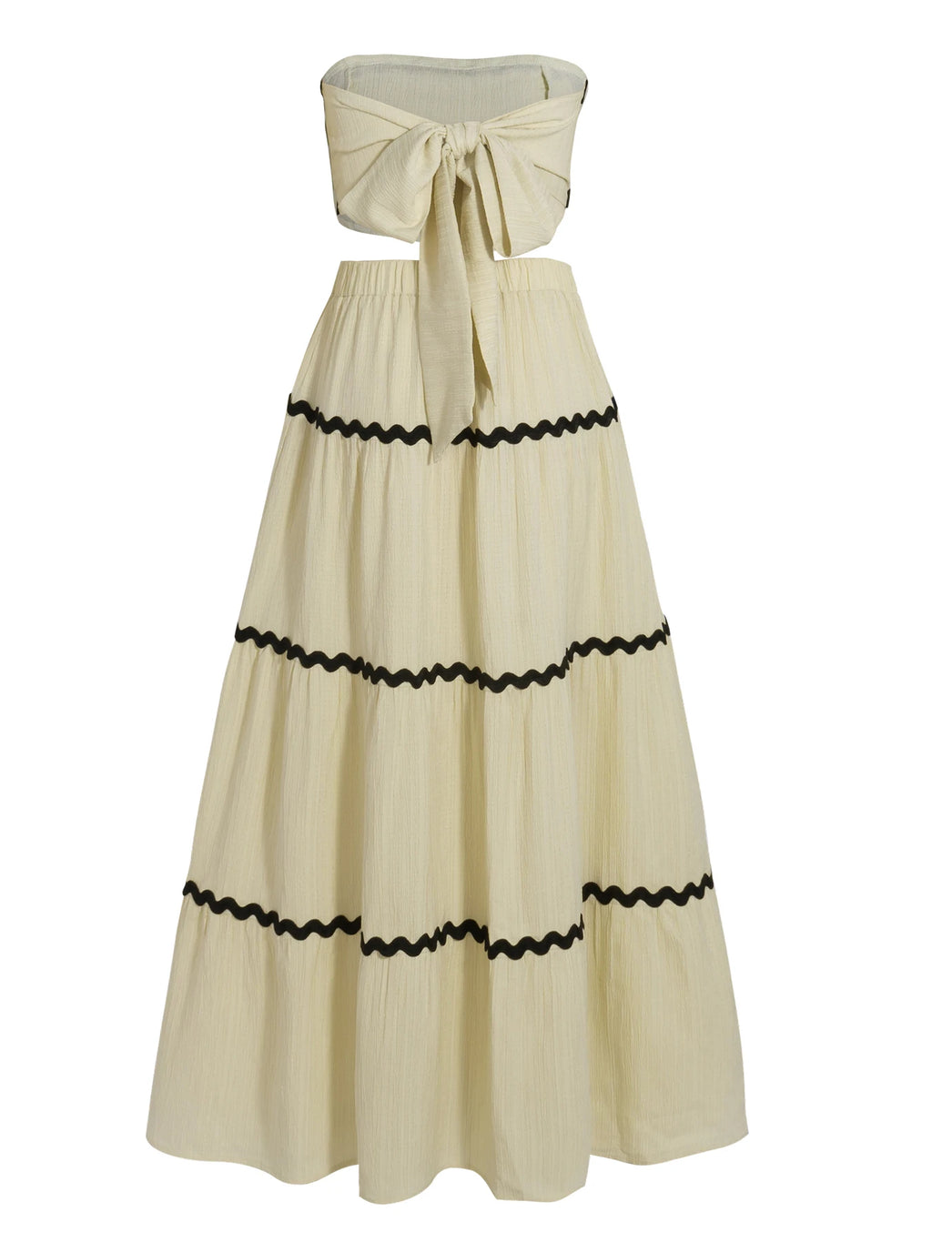 Women's Maxi Skirt Set Summer Beige Sleeveless Wrap Top & Maxi Skirt 2 Piece Sets Fashion Casual Beach Vacation Sets