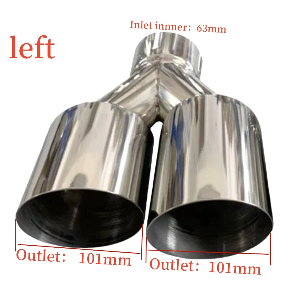 1 PCS Exhaust Tip Car modify Double Outlet Exhaust Pipe Nozzle Decoration Stainless Tail Pipes Muffler