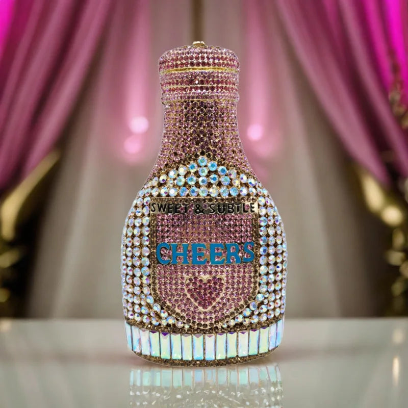 Champange Bottle bag Purses New Luxury Women Prom Dinner Crystal Clutches Diamond Lady Handbags Party Wedding Dinner bag