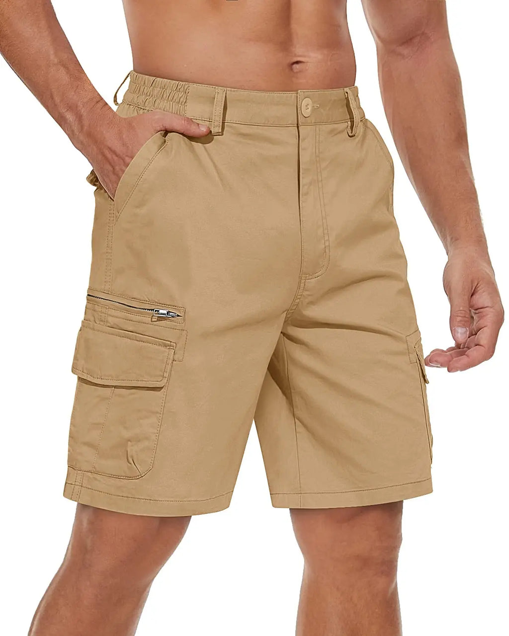 TACVASEN 97% Cotton Multi-Pockets Cargo Shorts Mens Fashion Loose Fit Ripstops Work Shorts Outdoor Safari Casual Retro Shorts