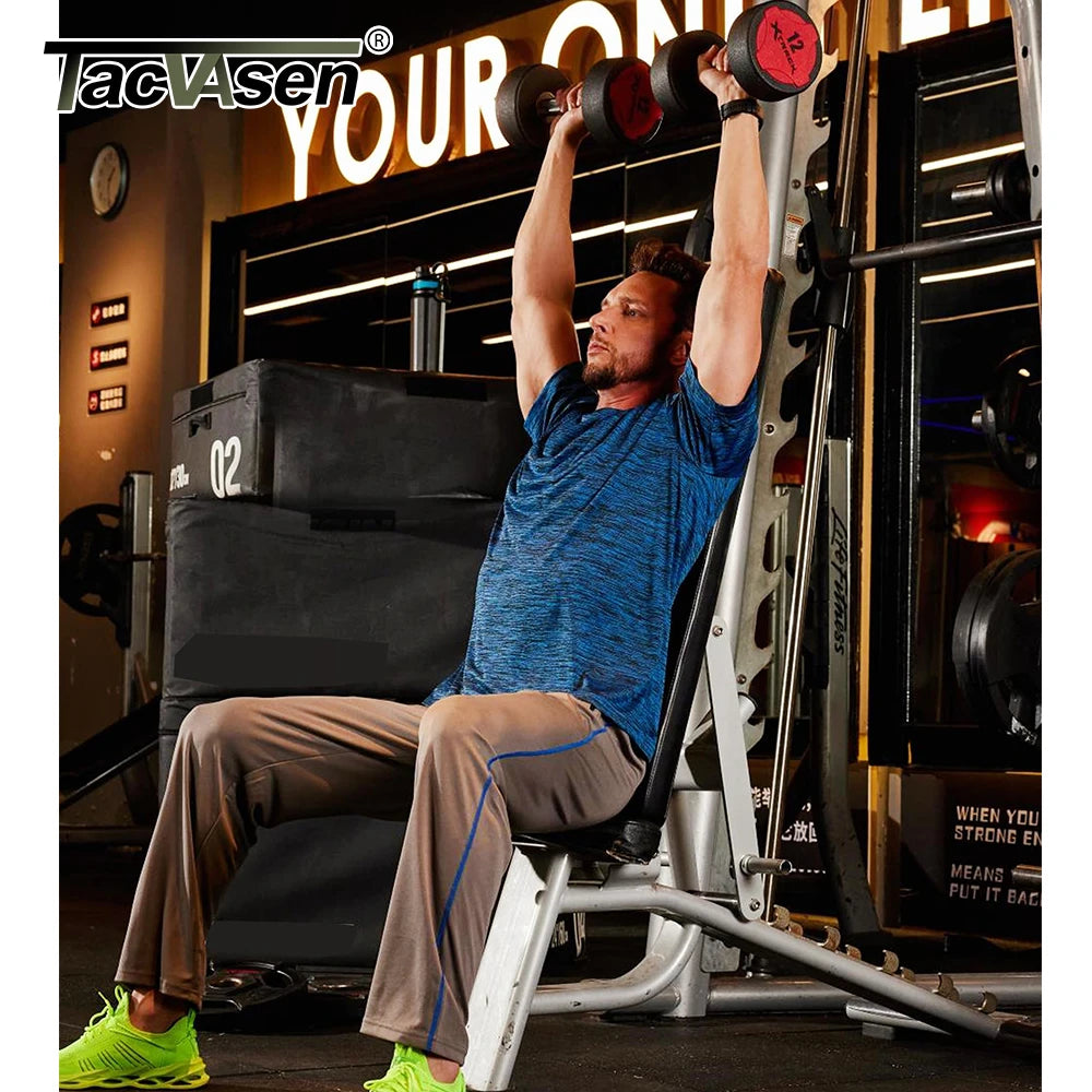 TACVASEN Quick Dry Summer T-shirts W/ Reflective Stripe Men Running Fitness Tops Gym Training Shirt Breathable Casual Sportswear