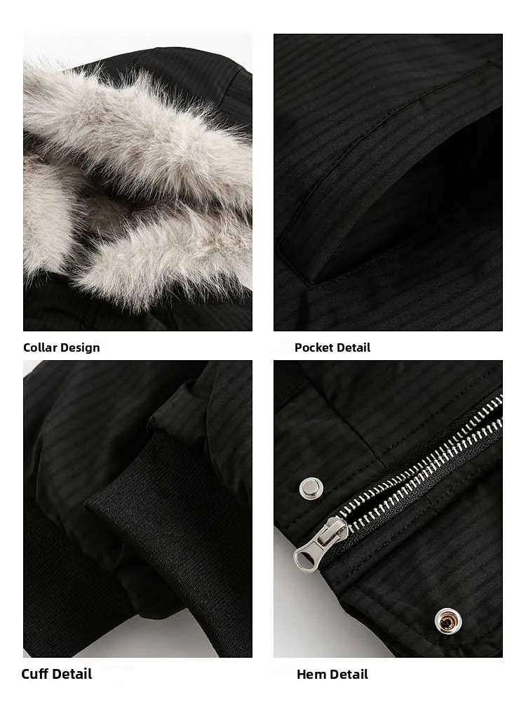 Warm Thiened ort Cotton Jaet with Fur Collar for Men And Women Cleanfit Sle Winter Coat Youth  Casual Polyester Fiber