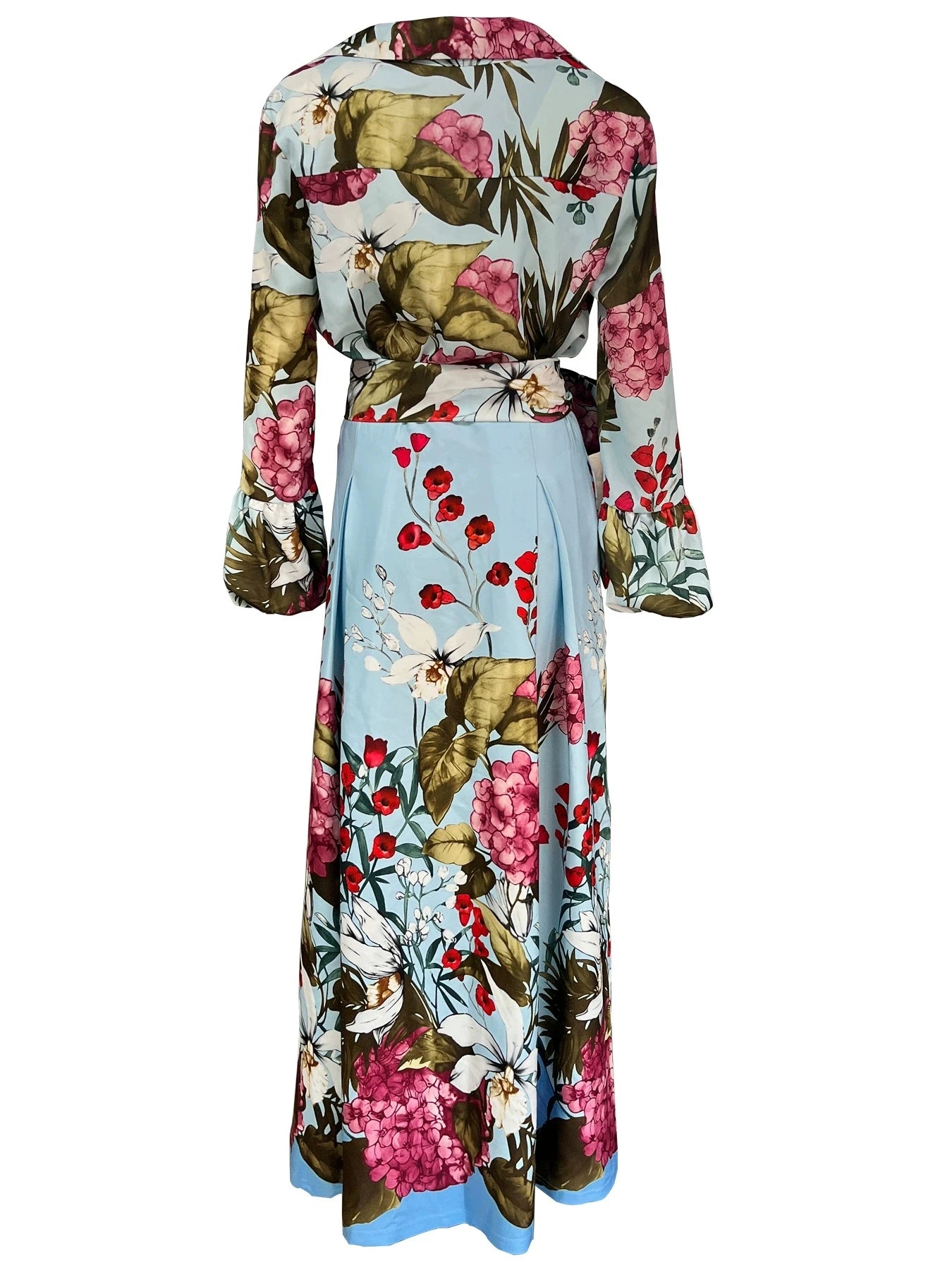 New autumn and winter style, elegant and romantic vacation style, two-piece set of long-sleeved long dress with tie belt and cin