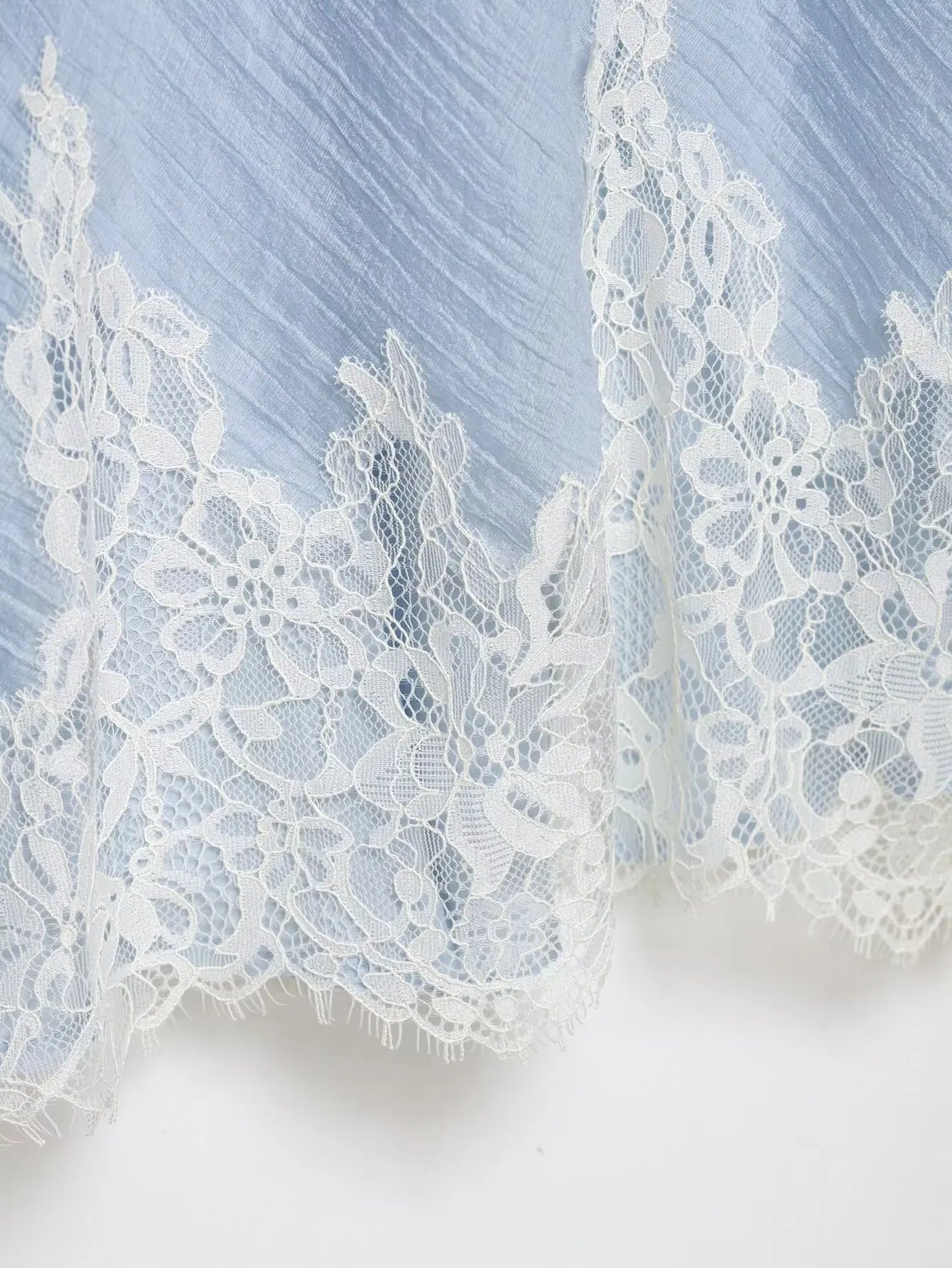 KONDALA Casual Chic Lace Skirt Set Women Holidays Summer Sky Blue Camisole,Midi Skirt 2026 Trendy Beach Leisure Street Skirt Set