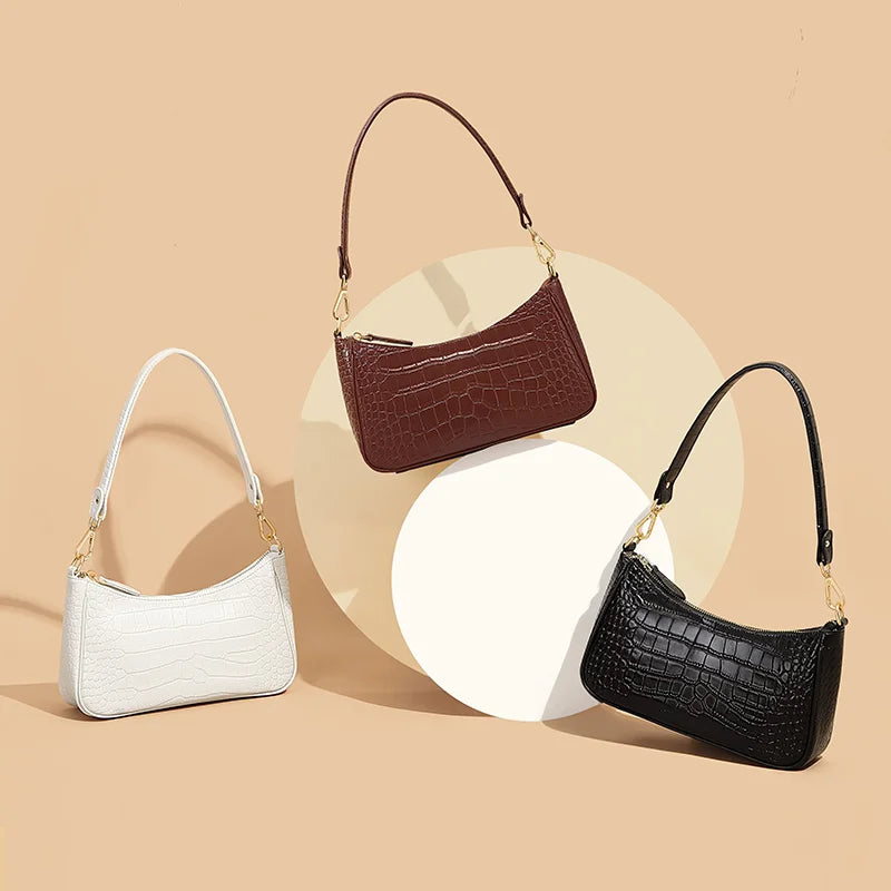 GOLF Bag  Genuine Leather White Underarm Bag Women's Summer French Club Bag Versatile Fashion Shoulder Bag