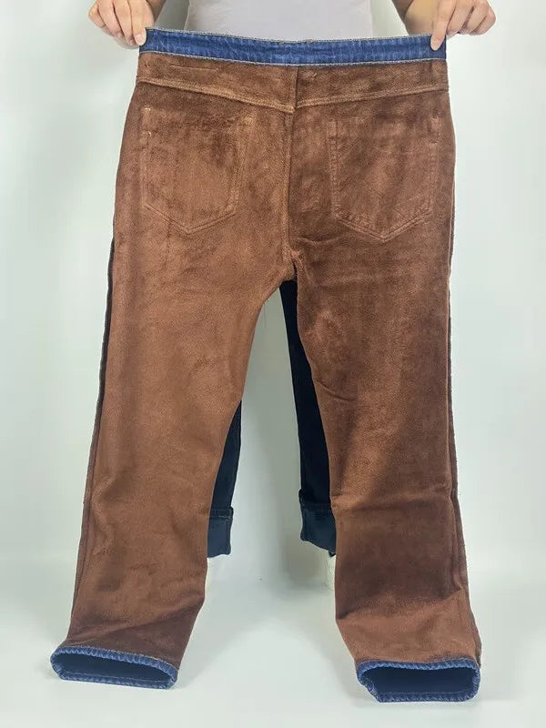 Men Plus Size 10XL Winter Warm Plush Jeans Stretch Loose Straight Baggy Denim Trousers for Comfortable Wear Oversize Streetwear
