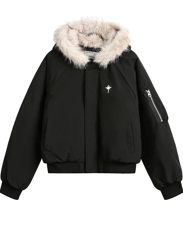 American Sle Cleanfit Thiened ort Cotton Jaet Men's Casual Faion Winter Warm Coat with Fur Collar Outdoor Wear
