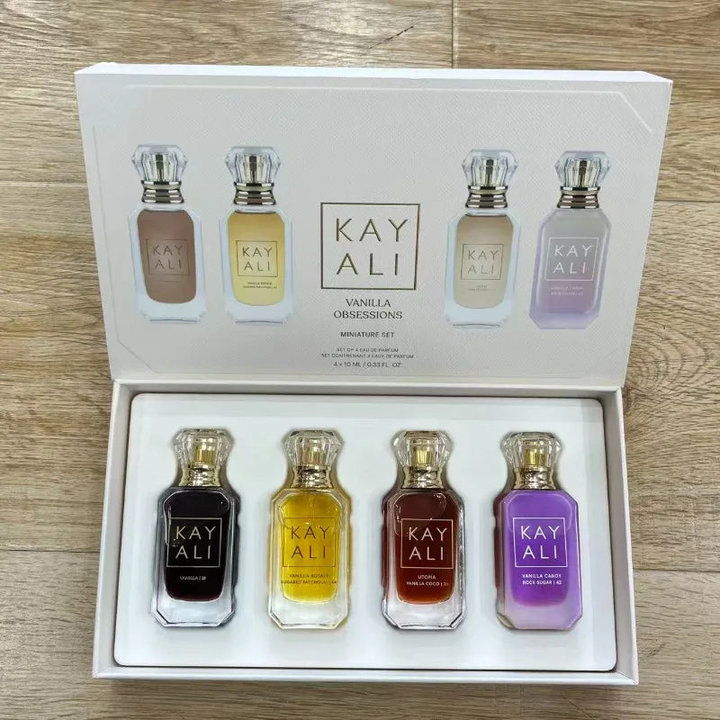 KAYALI Unisex Perfume Set 4*10ml Long Lasting Fresh Mild Elegant Floral Fruity Musk Natural Fragrance Two Scents Vanilla Royale