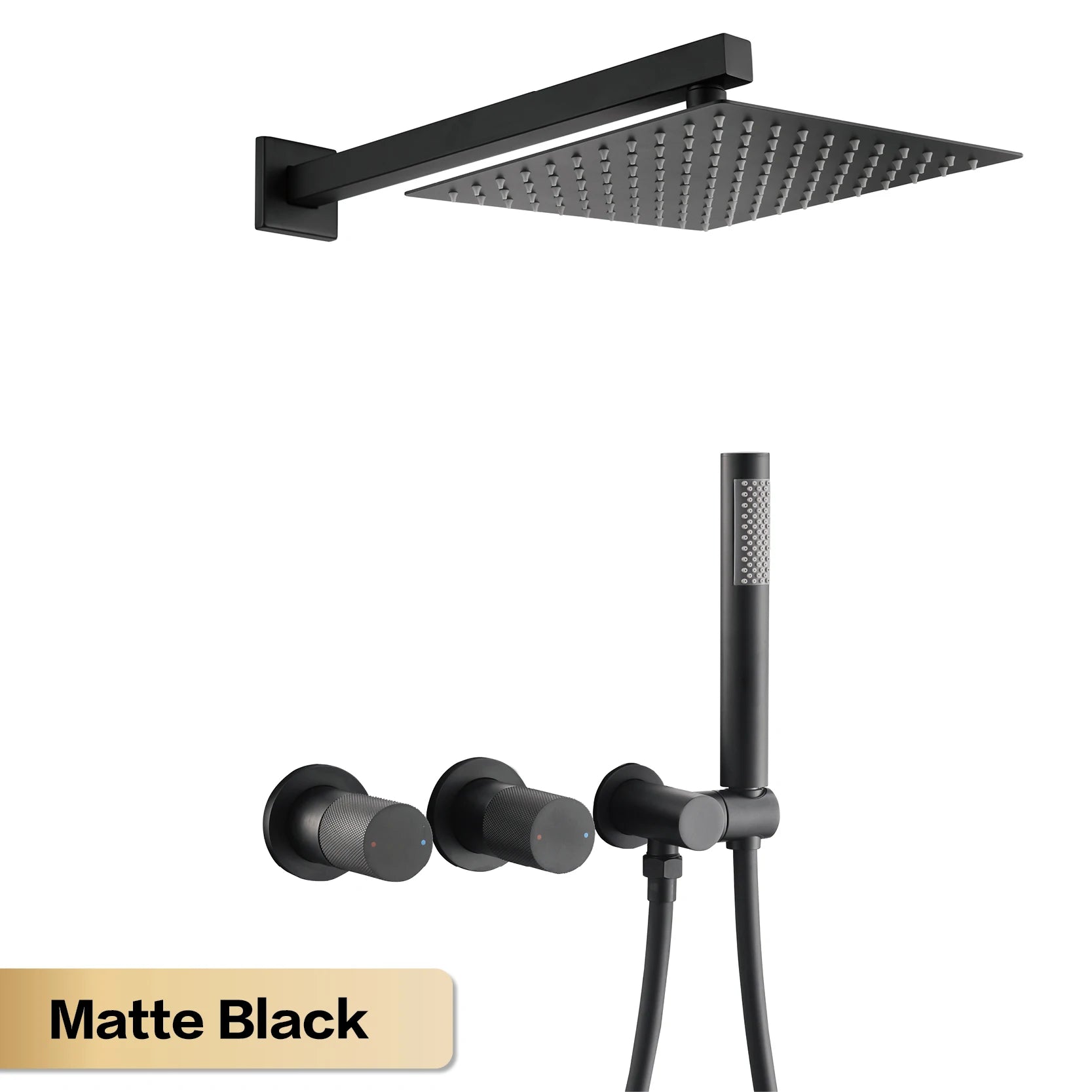Luxury Bathroom Brass Gun Grey Wall-Mounted Shower System 2 function Embedded Bath Mixer Tap Dual Spray Rainfall/Handheld