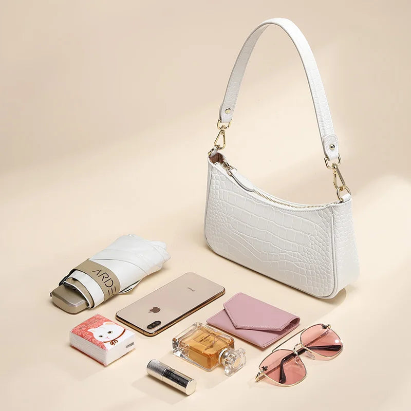 GOLF Bag  Genuine Leather White Underarm Bag Women's Summer French Club Bag Versatile Fashion Shoulder Bag