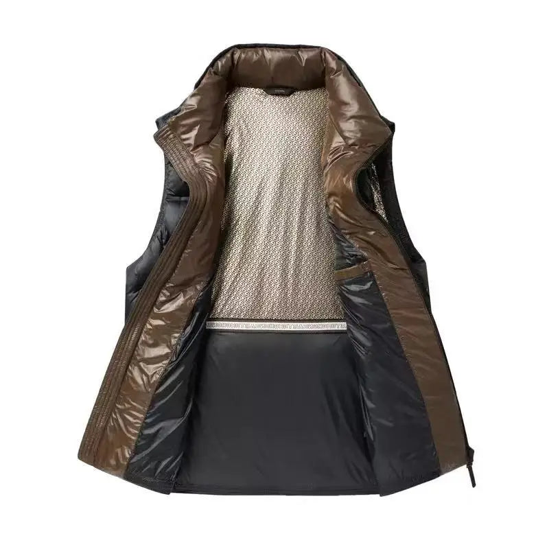 2025 Winter New Down Vest Coat Waterproof Fabric 90% Duck Down Content Thickened Warm Fashion Casual Down Shoulder