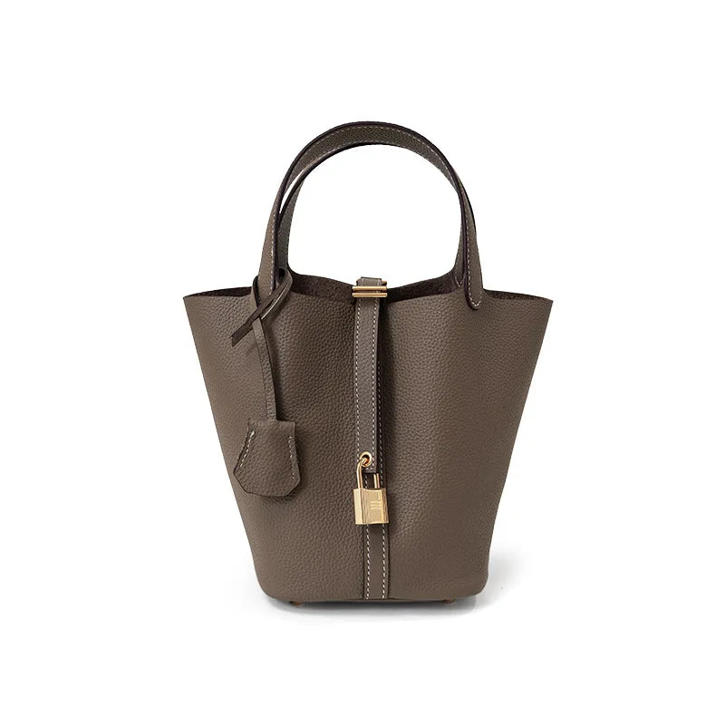 Bucket bag, genuine leather women's bag, vegetable basket bag, mommy bag, bride's wedding bag, light luxury high-end handbag
