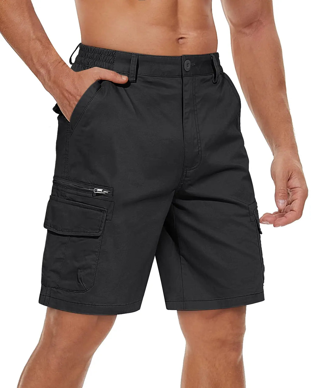 TACVASEN 97% Cotton Multi-Pockets Cargo Shorts Mens Fashion Loose Fit Ripstops Work Shorts Outdoor Safari Casual Retro Shorts