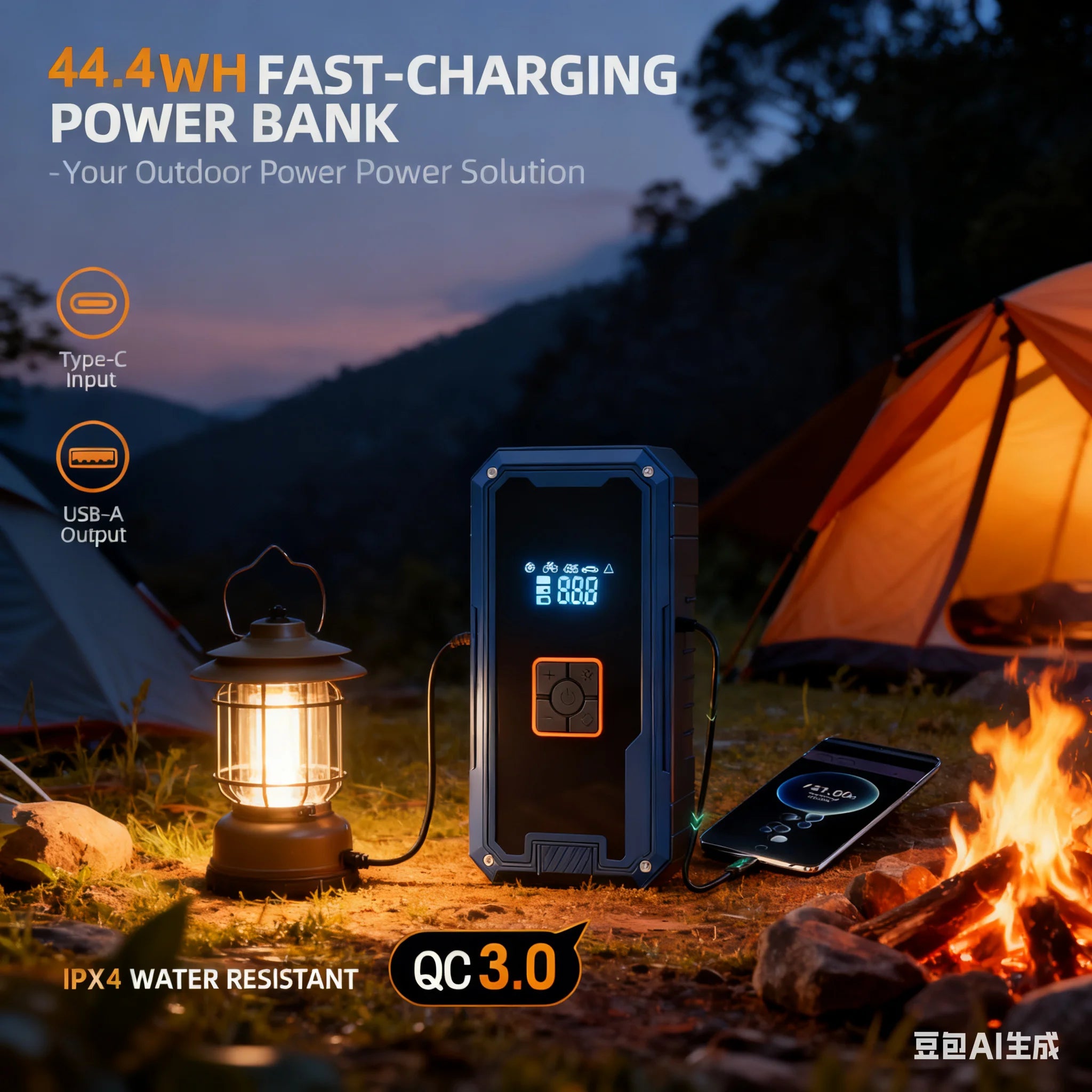 3000A 12V Car Jump Starter Air Compressor With Power Bank 99800mah Peak Portable Battery Starter 150PSI Air Pump With LED Light