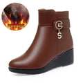 Winter Warm Women Wedges Thick Plush Ankle Boots Zipper Comfort Outdoor Snow Elegant Fashion Anti-slip Mother Cotton Shoes