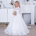 MisShow Flower Girl Dresses Princess For Wedding Party Bow Tie Back Girls Lace Dress For Kids 3-9 Years Ball Gown