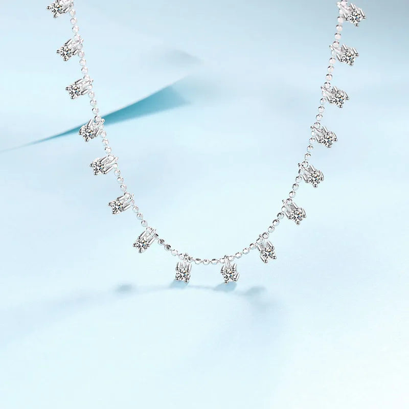 Beautiful 3-4mm Star Sparkling Clavicle Chain Women's Moissanite PT950 Platinum Scattered Starlight Full of Romance