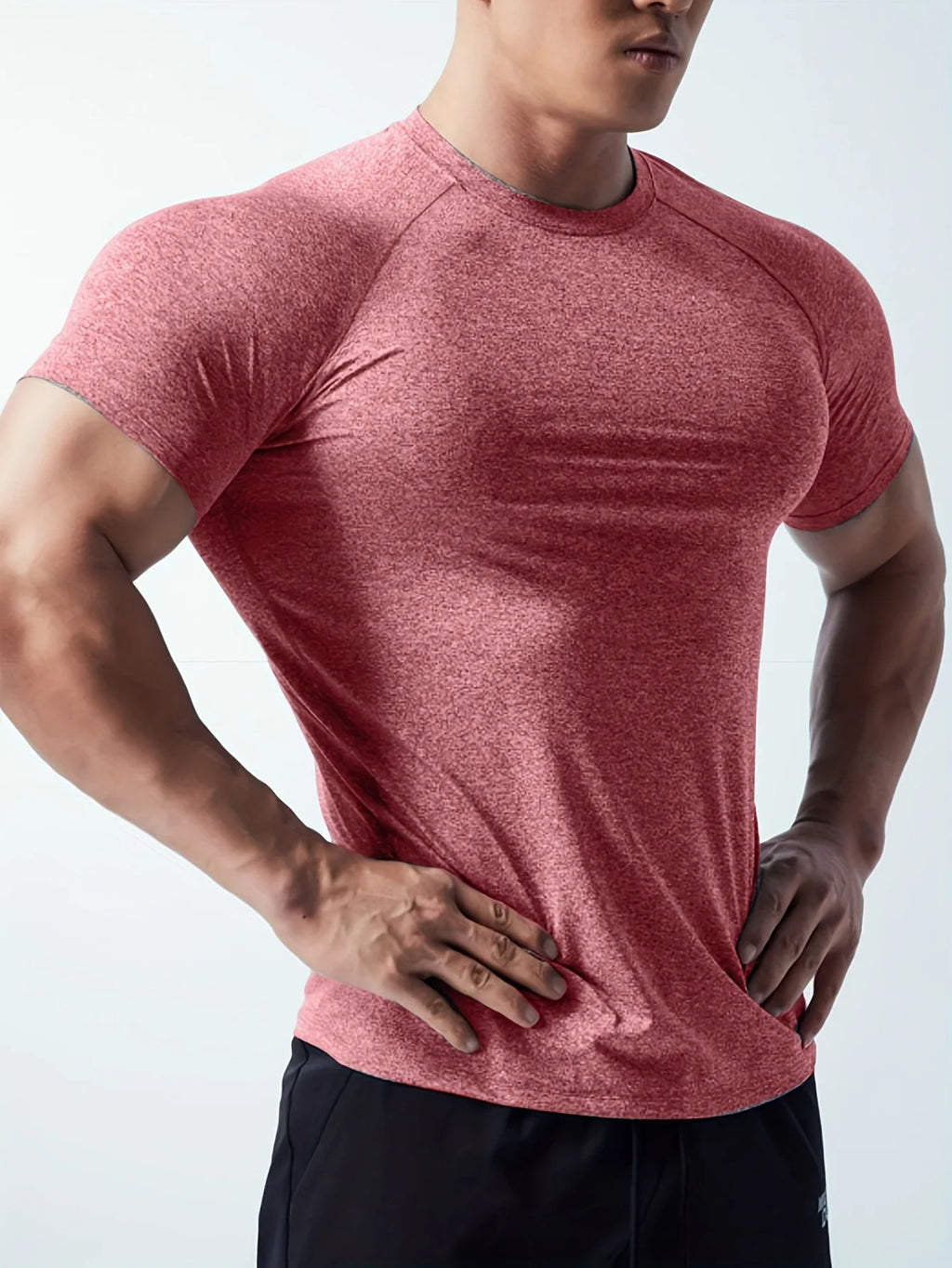 Man T Shirt Men Fitness T-shirt Exercise Short-Sleeved Men's Running Tees Gym Training Stretch Tops Summer Sports Tshirt