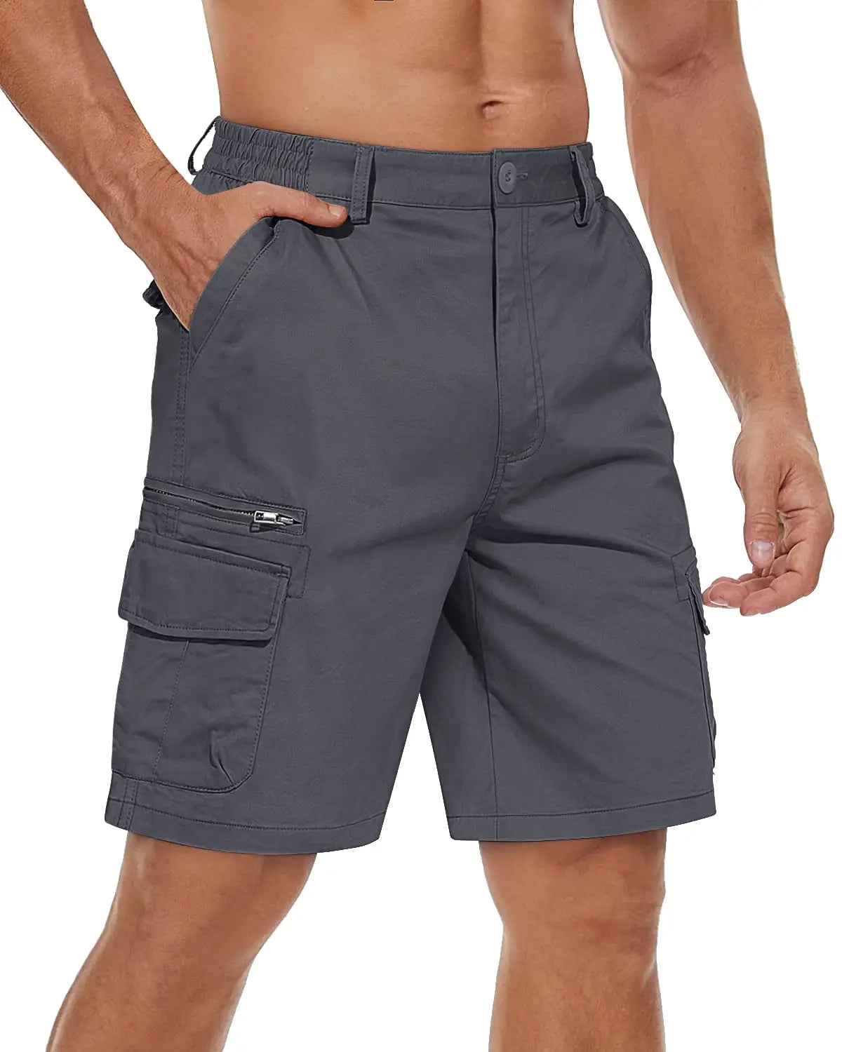 TACVASEN 97% Cotton Multi-Pockets Cargo Shorts Mens Fashion Loose Fit Ripstops Work Shorts Outdoor Safari Casual Retro Shorts