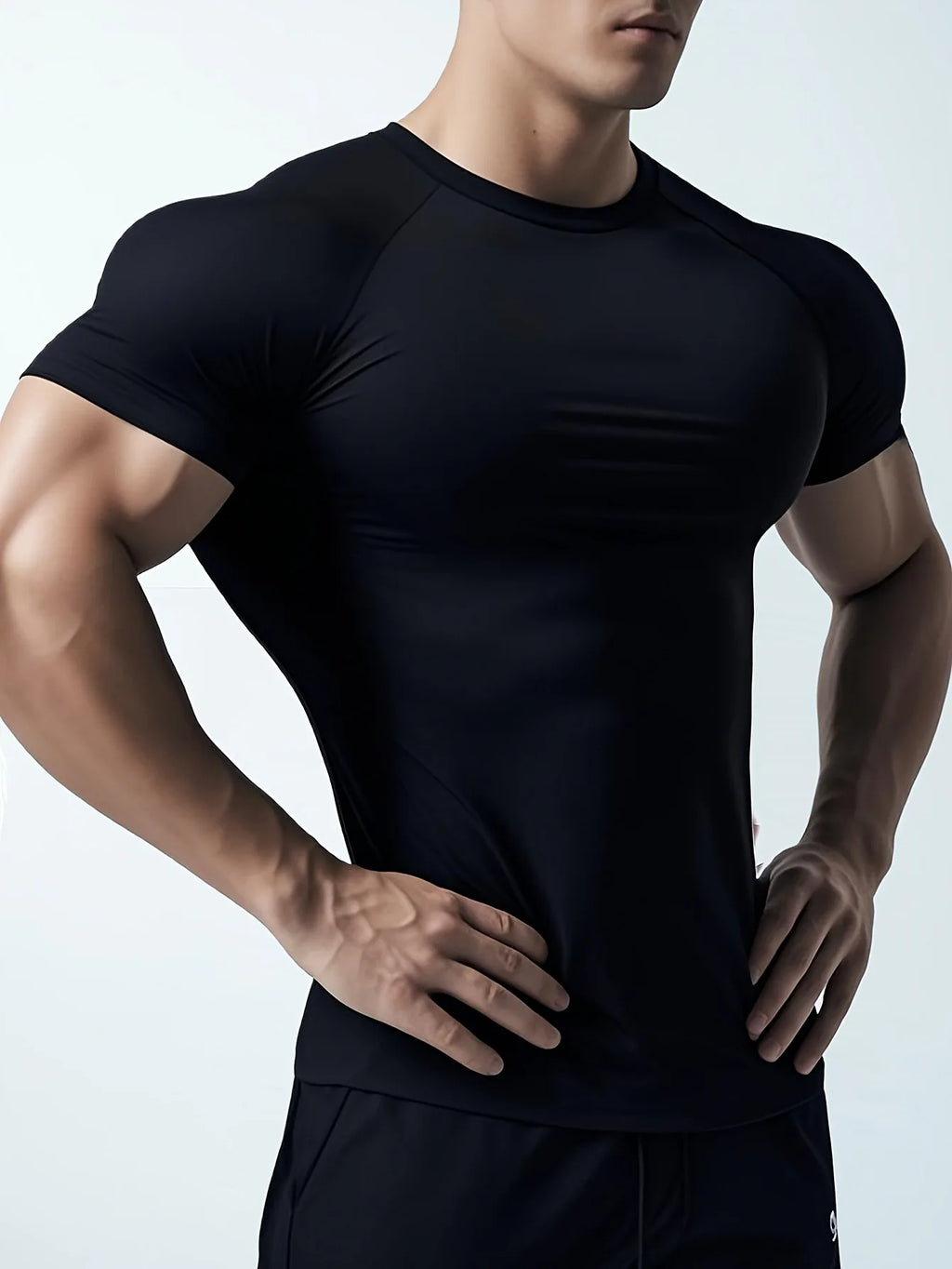 Man T Shirt Men Fitness T-shirt Exercise Short-Sleeved Men's Running Tees Gym Training Stretch Tops Summer Sports Tshirt